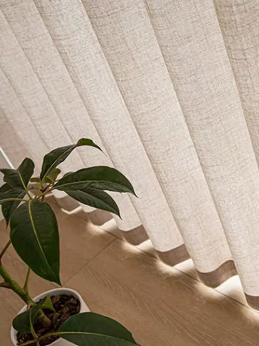 Japanese-style Thickened Cotton and Linen Curtains Semi-shaded Living Room Bedroom Curtains