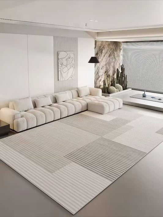 Minimalist Light Grey Carpet Artistic Stripes Living Room Decoration Carpets Easy To Clean Lint-free Rugs Luxurious Bedroom Rug