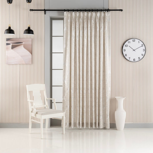 Luxury Jacquard Blackout Pleated Curtains, 12 Colors, Extra Wide, 100% Blackout Drapes