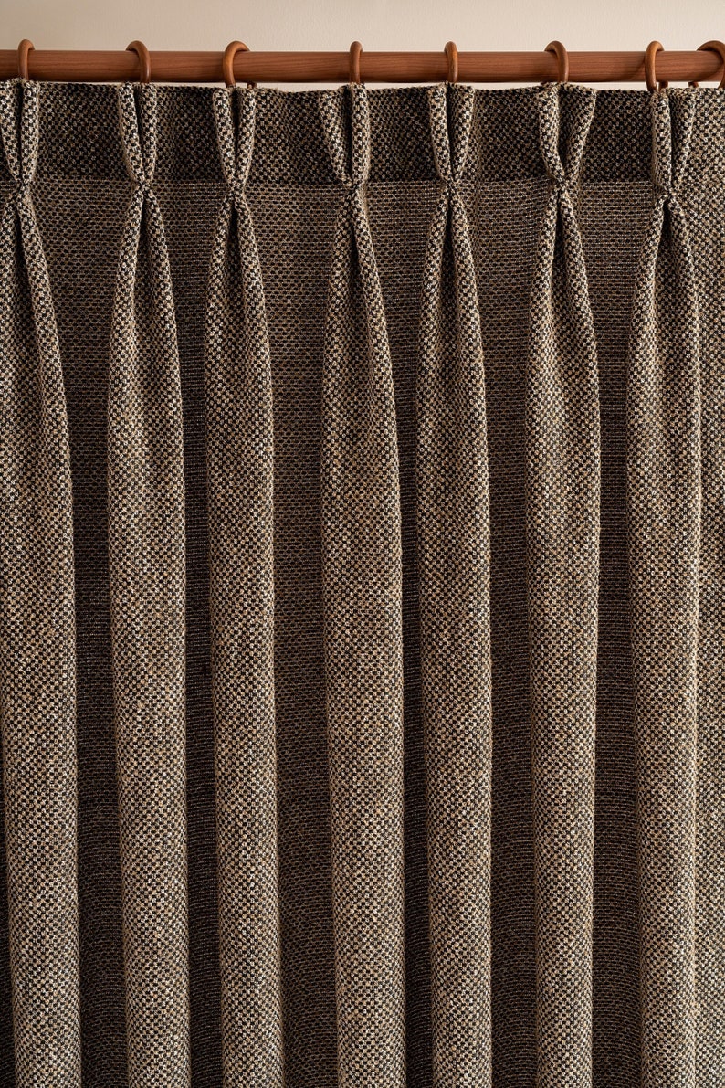 Pinch Pleated Heavy Linen Curtain 6 Colors, Custom Linen Drapes for Living room with Double Pleated or Pencil Pleated Options.