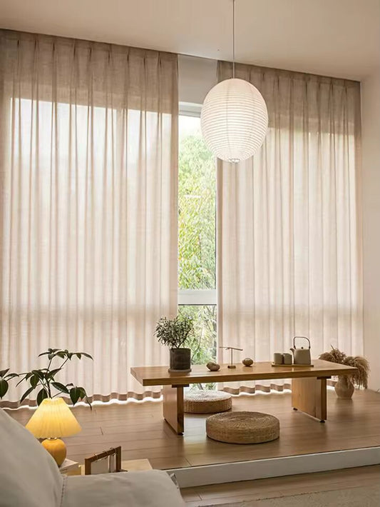 Japanese-style Thickened Cotton and Linen Curtains Semi-shaded Living Room Bedroom Curtains